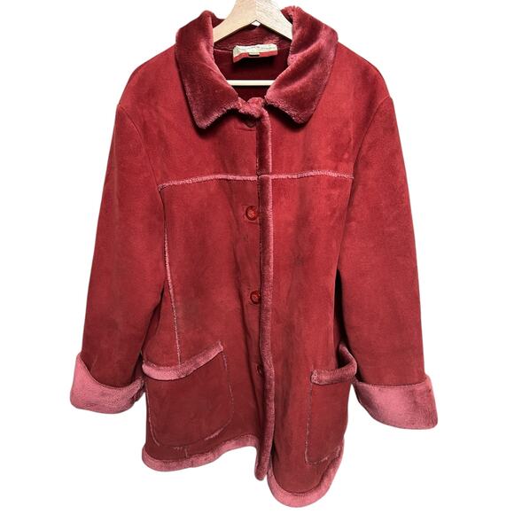 Jones New York Red Women Button Up Coat Size XL - Picture 1 of 8